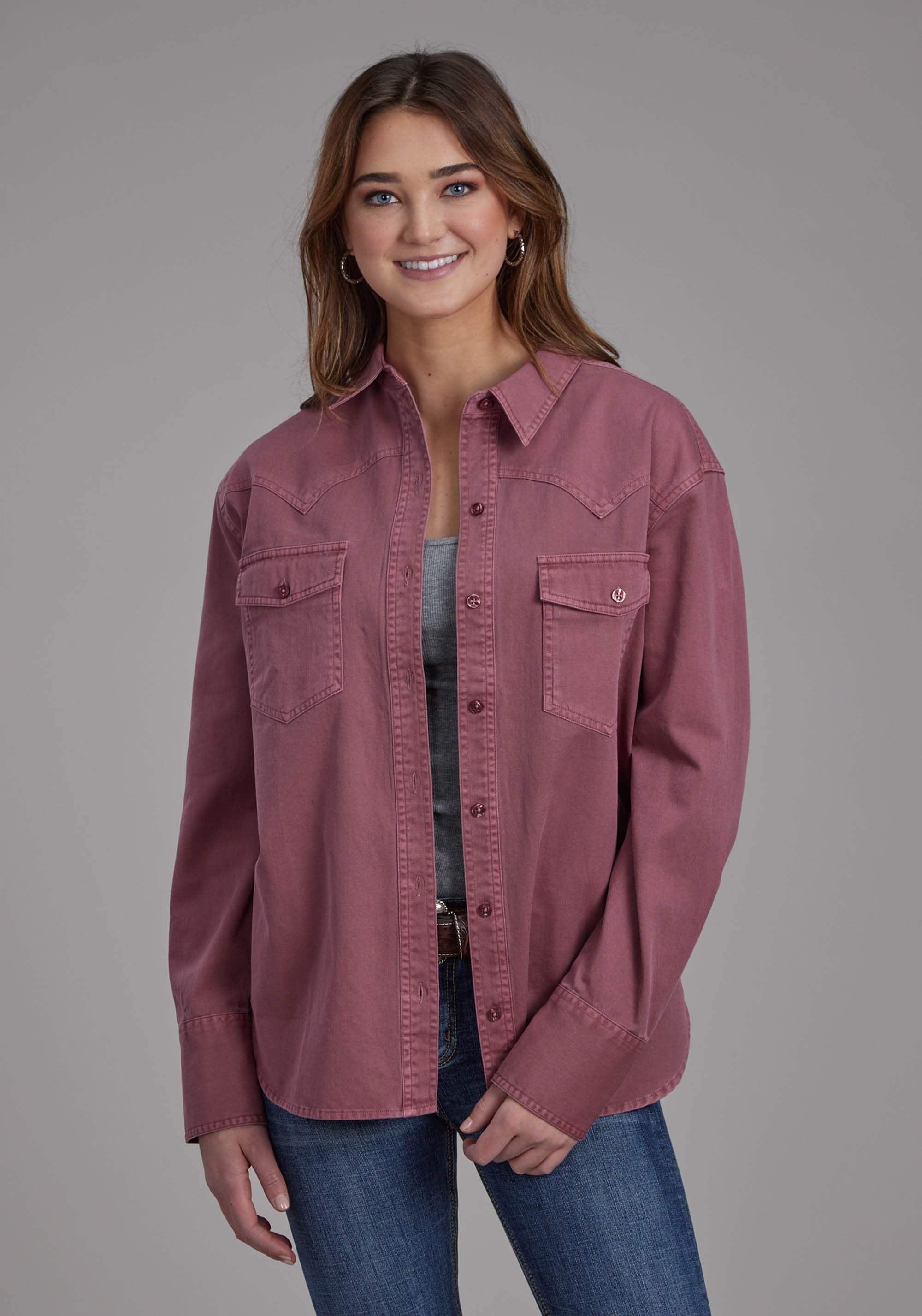 Roper Womens Solid Twill Pigment Dyed Button Jacket - Roper - Flyclothing LLC