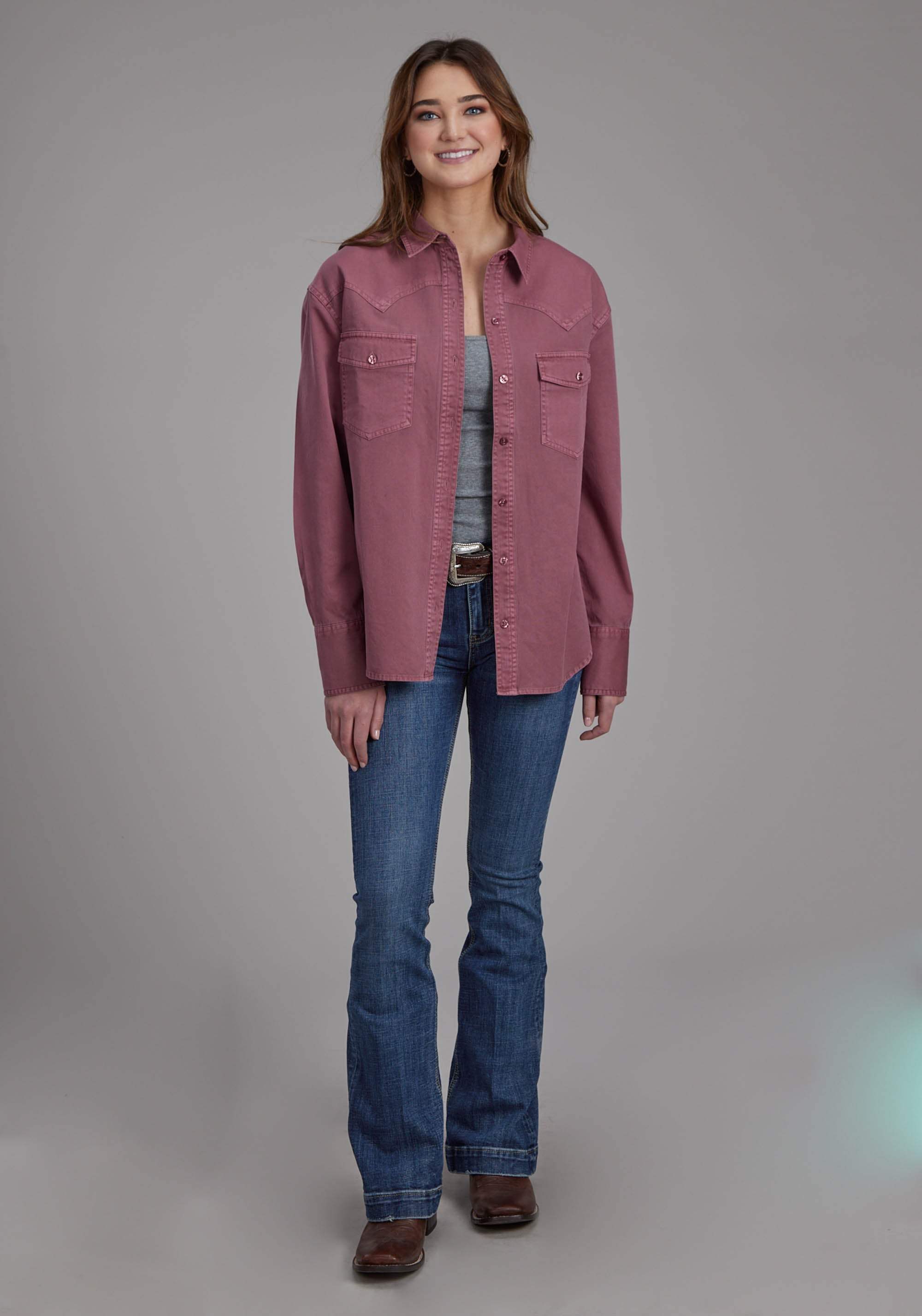 Roper Womens Solid Twill Pigment Dyed Button Jacket - Roper - Flyclothing LLC