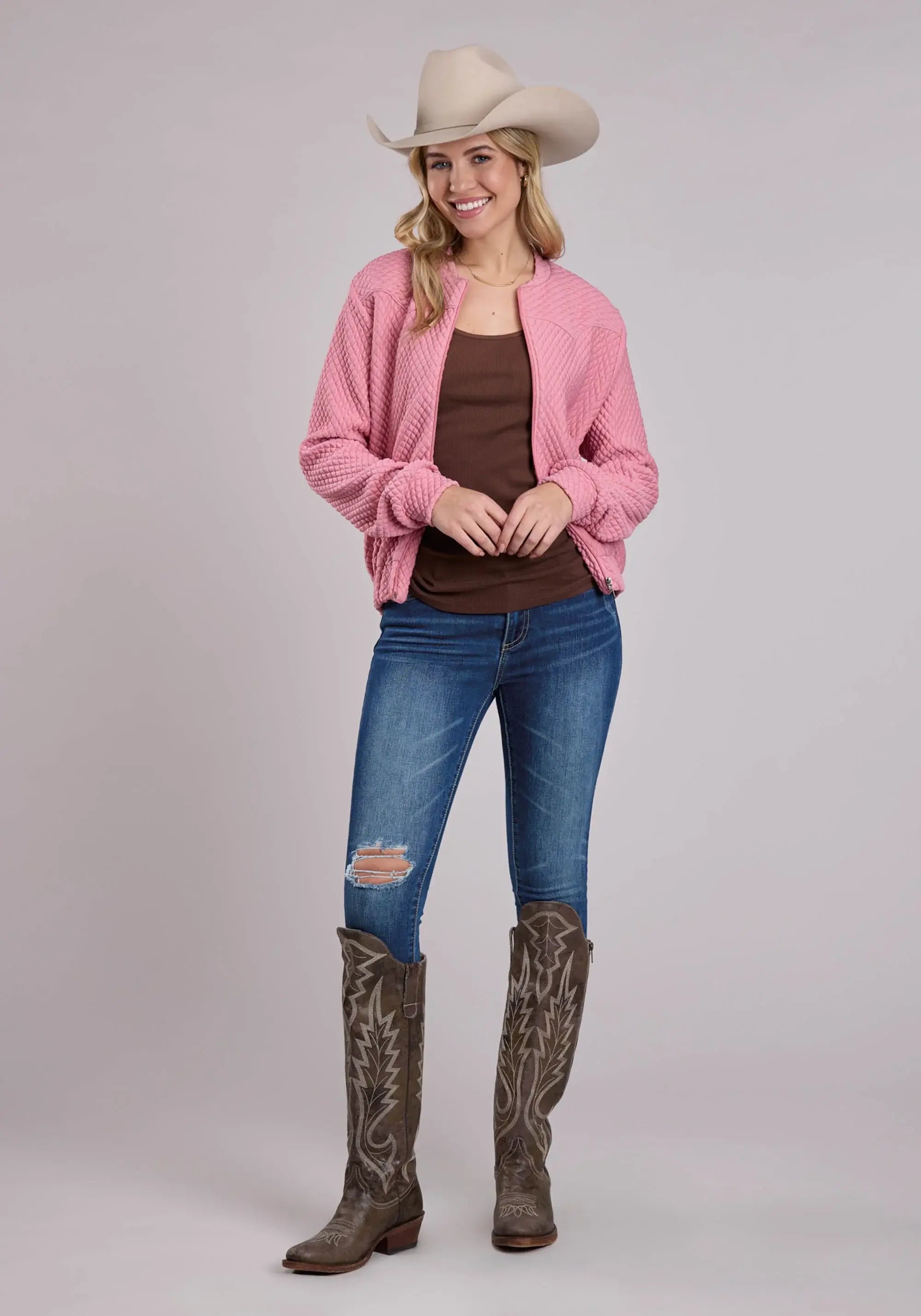 Womens Jacket Zipper Quilted Poly Zip Western Jacket - Roper - Flyclothing LLC