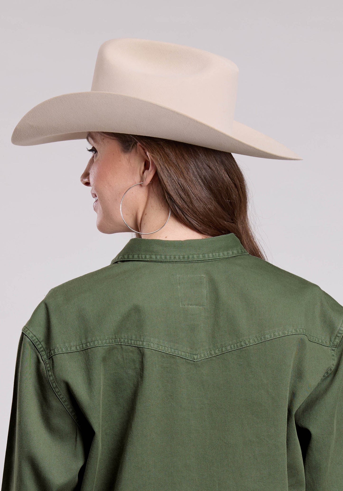 Roper Womens Jacket Button Loden Pigment Dyed Shirt Western Jacket
