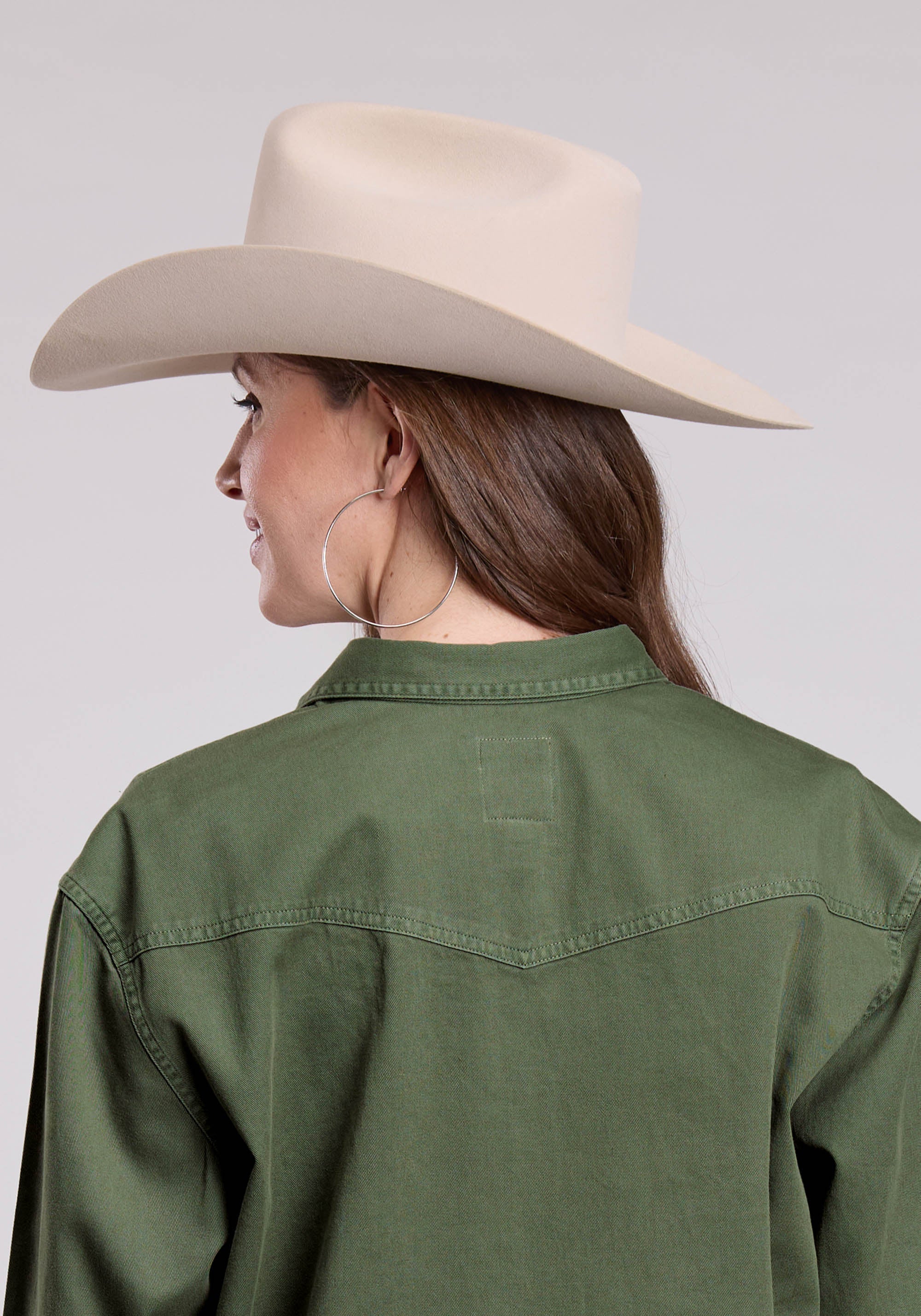 Roper Womens Jacket Button Loden Pigment Dyed Shirt Western Jacket