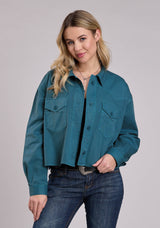 Roper Womens Jacket Button Turquoise Pigment Dyed Crop Jckt Western Ja