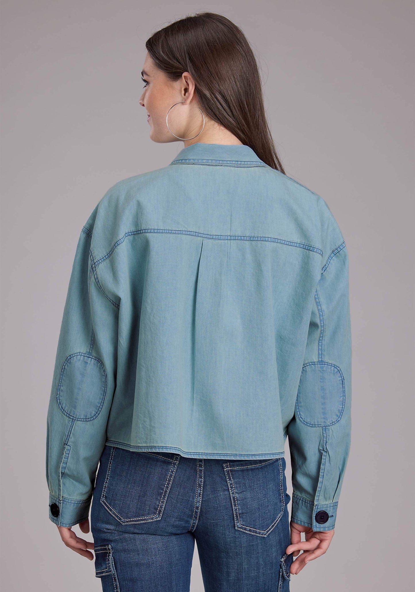 Roper Womens Light Blue Denim Button Jacket - Roper - Flyclothing LLC