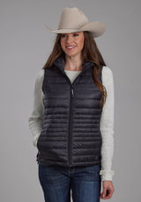 Roper Womens Black Nylon Down Proof Coated Zipper Vest