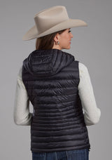 Roper Womens Black Nylon Down Proof Coated Zipper Vest