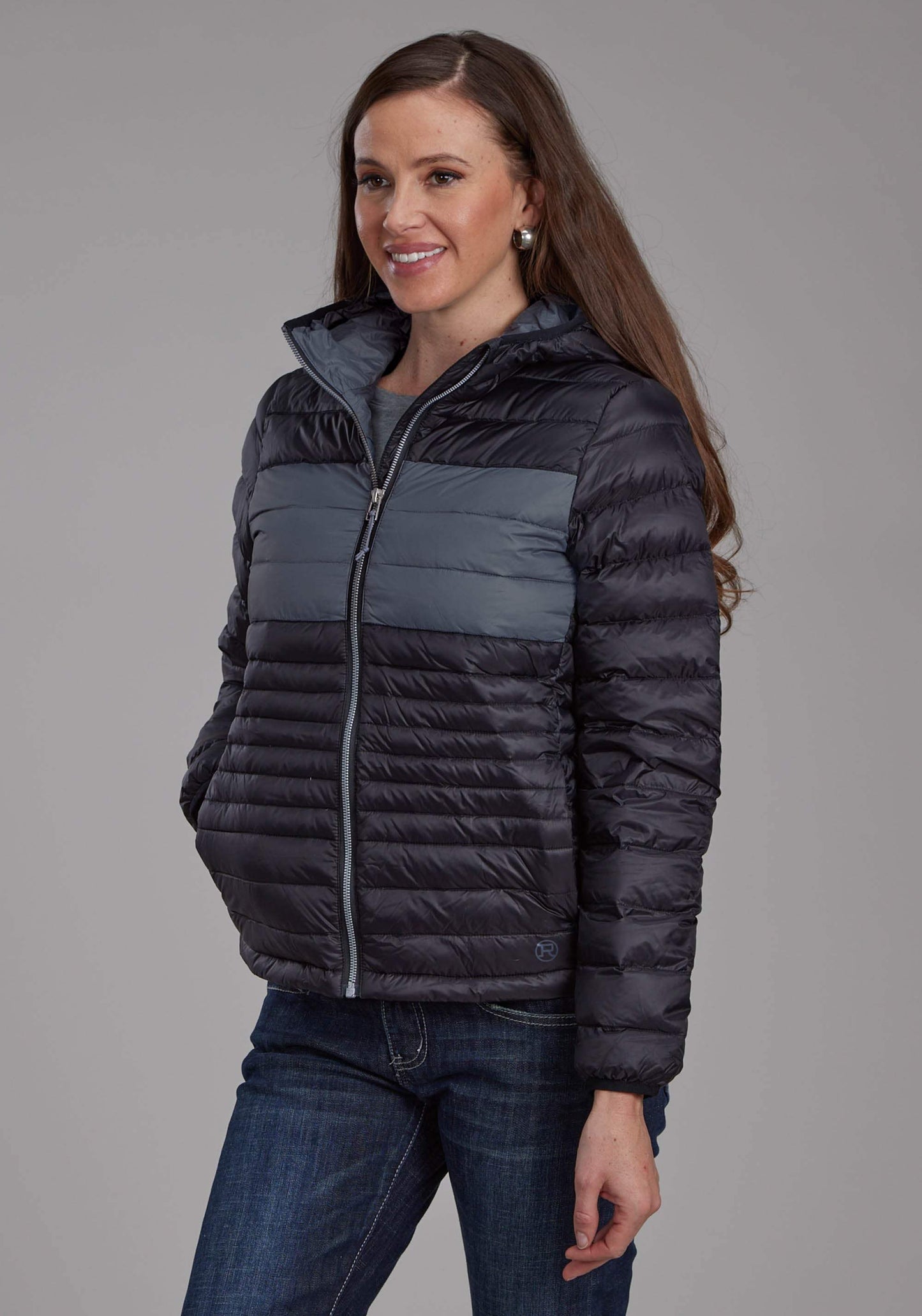 Roper Womens Black Nylon Hooded Down Zipper Jacket - Roper - Flyclothing LLC