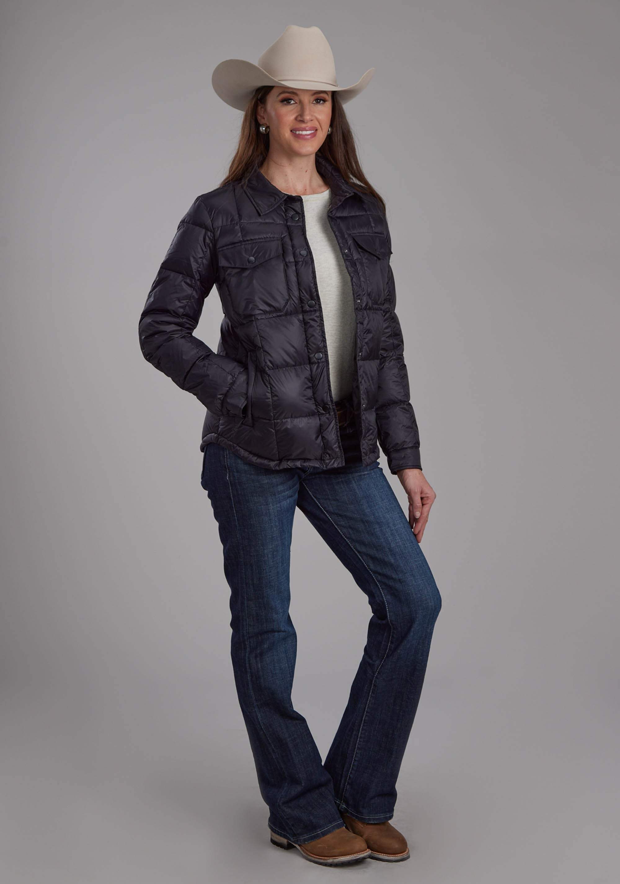 Roper Womens Black Nylon Shirt Zipper Jacket - Roper - Flyclothing LLC