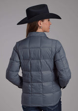 Roper Womens Silver Blue Nylon Shirt Snap Jacket - Roper - Flyclothing LLC