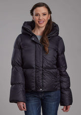 Roper Womens Black Nylon Down Puffer Coat Zipper Jacket - Roper - Flyclothing LLC