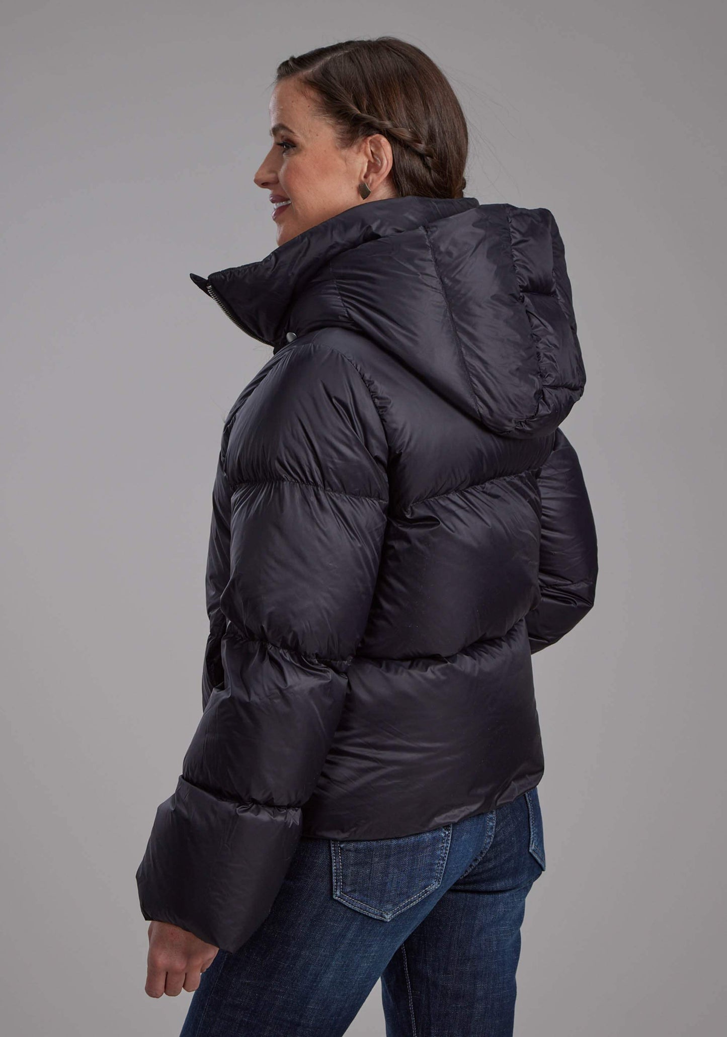 Roper Womens Black Nylon Down Puffer Coat Zipper Jacket - Roper - Flyclothing LLC