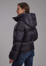 Roper Womens Black Nylon Down Puffer Coat Zipper Jacket - Roper - Flyclothing LLC