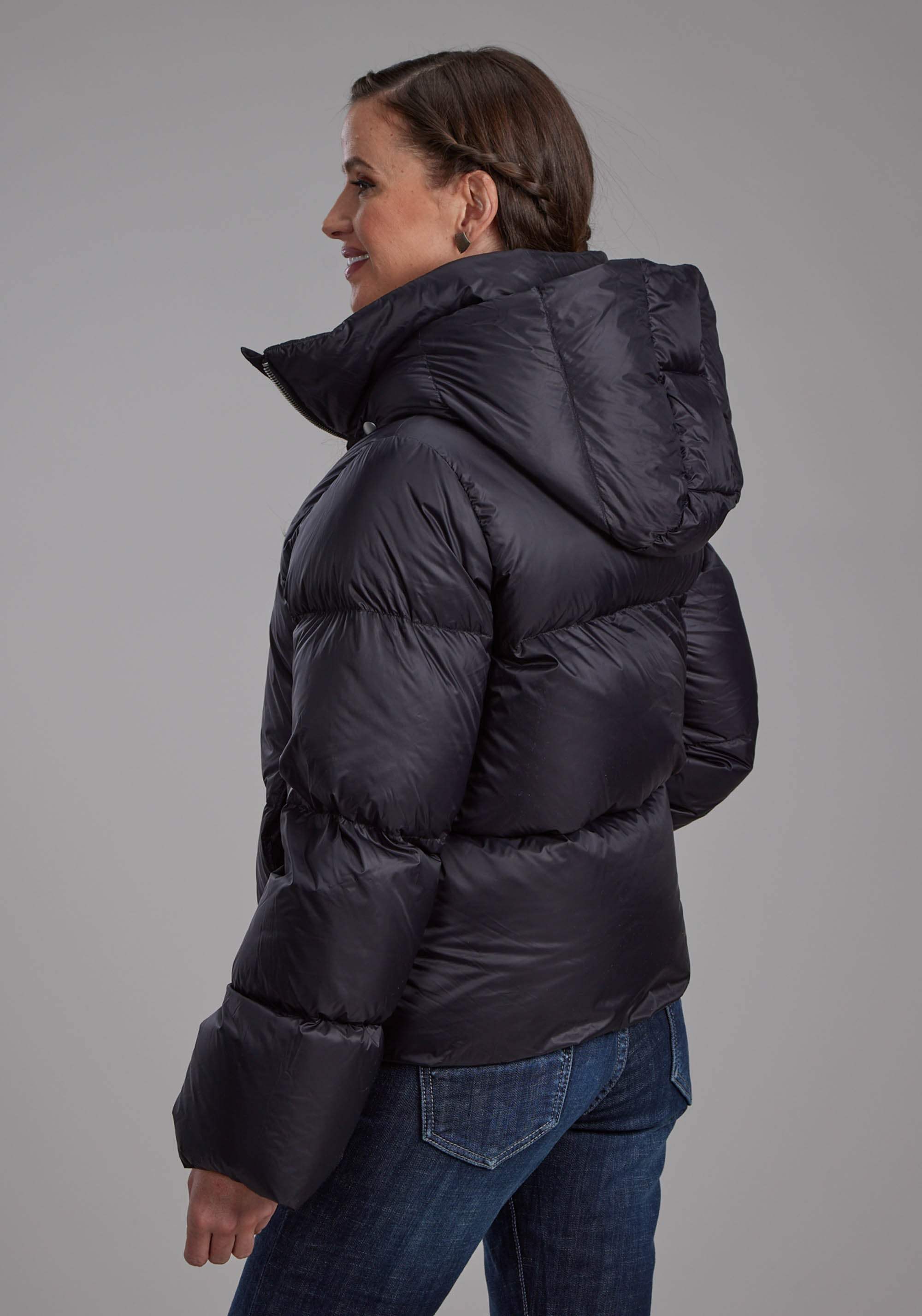 Roper Womens Black Nylon Down Puffer Coat Zipper Jacket - Roper - Flyclothing LLC