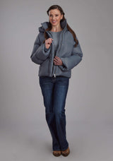 Roper Womens Silver Blue Nylon Dwn Puffer Coat Zipper Jacket - Roper - Flyclothing LLC