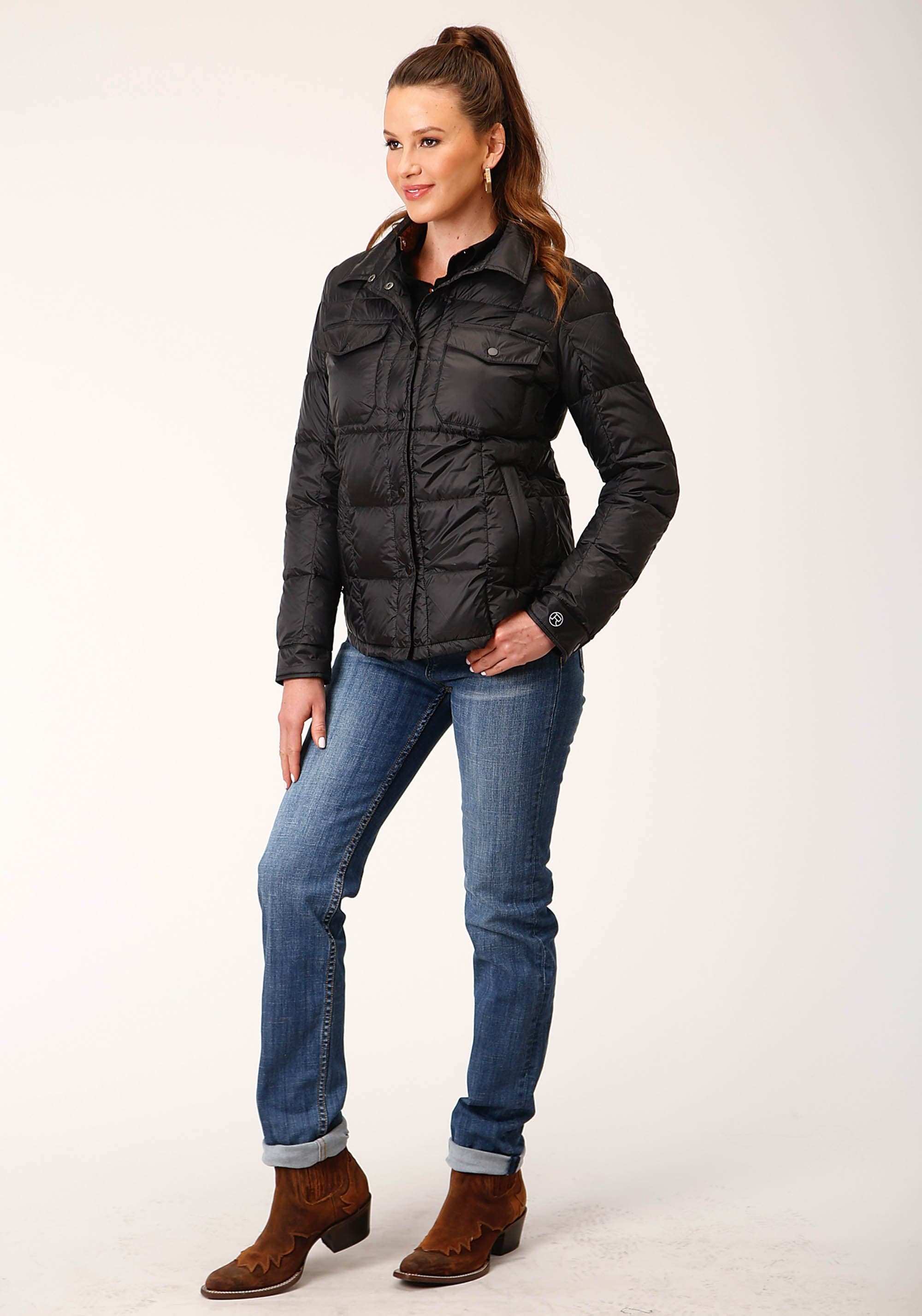 Roper Womens Black Nylon Down Shirt Jacket - Roper - Flyclothing LLC