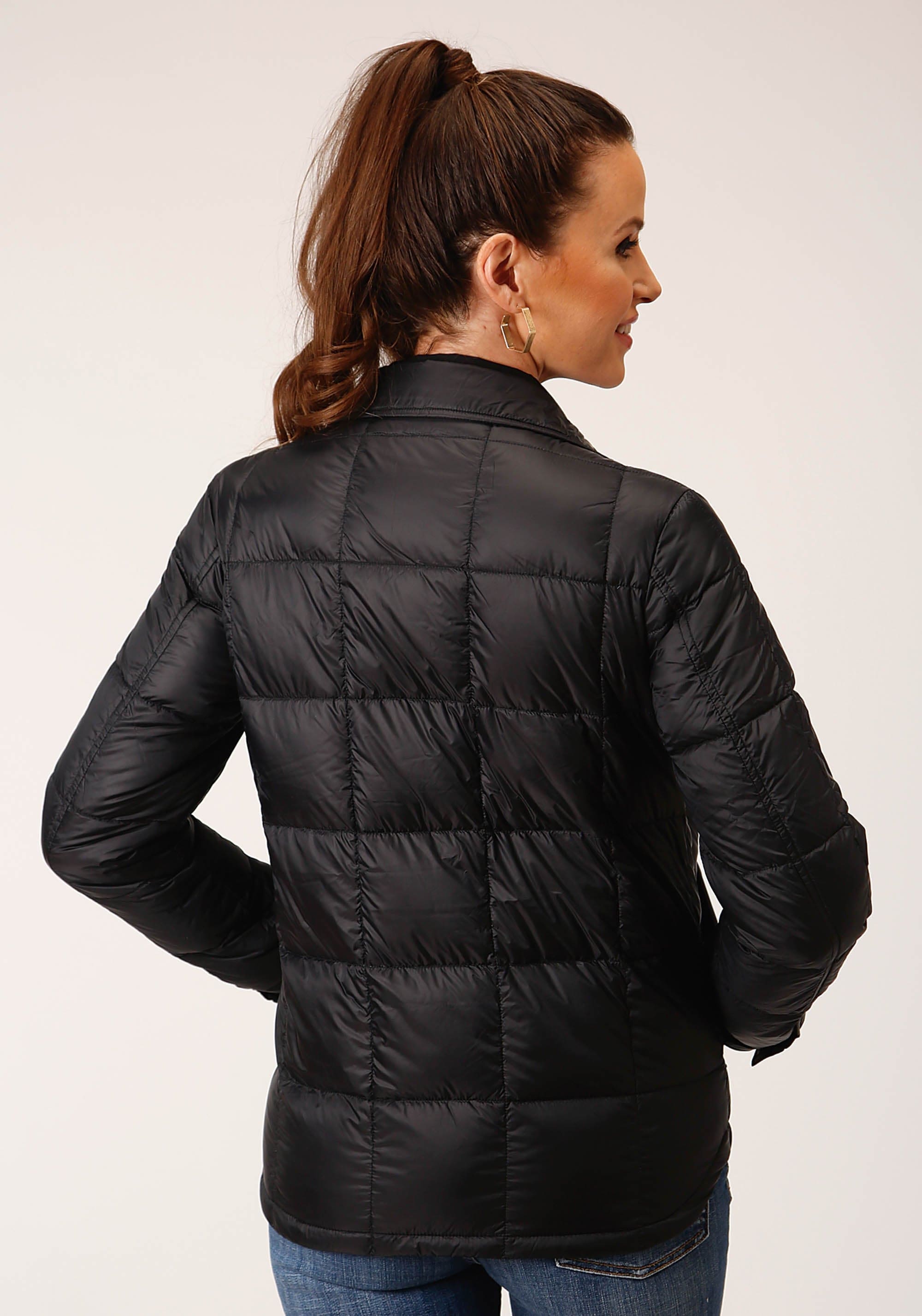 Roper Womens Black Nylon Down Shirt Jacket - Roper