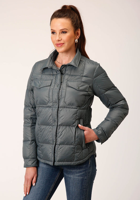 Roper Womens Silver Sage Nylon Down Proof Coated Jacket - Roper