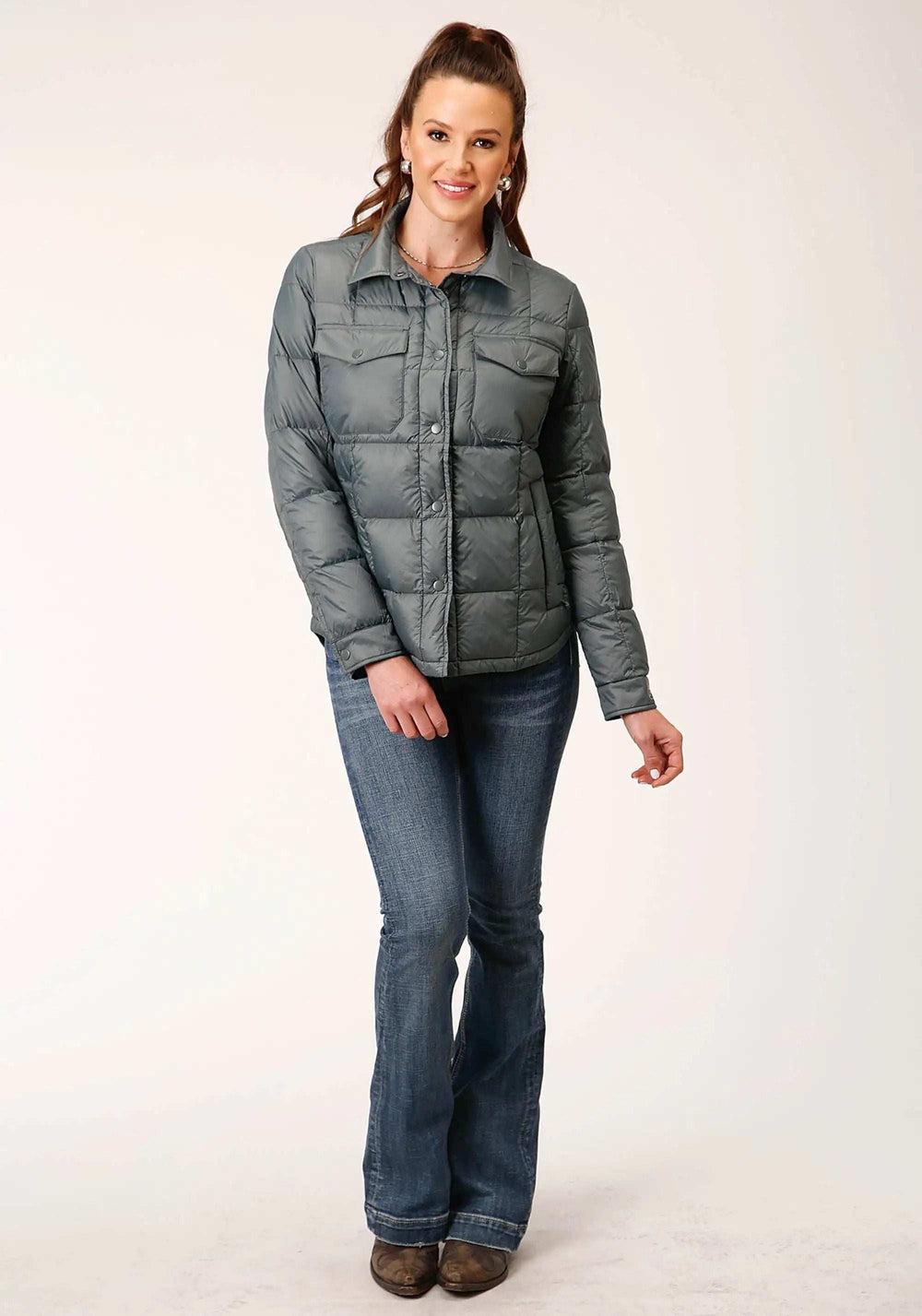 Roper Womens Silver Sage Nylon Down Proof Coated Jacket - Roper - Flyclothing LLC