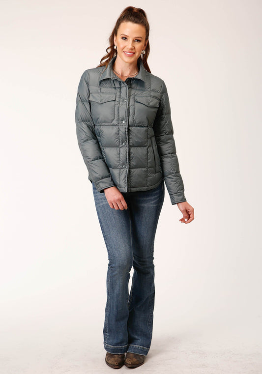 Roper Womens Silver Sage Nylon Down Proof Coated Jacket - Roper