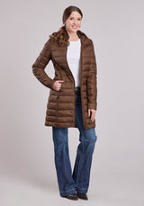 Roper Womens Jacket Zipper Nylon Down Proof Coated Long Coat Western J