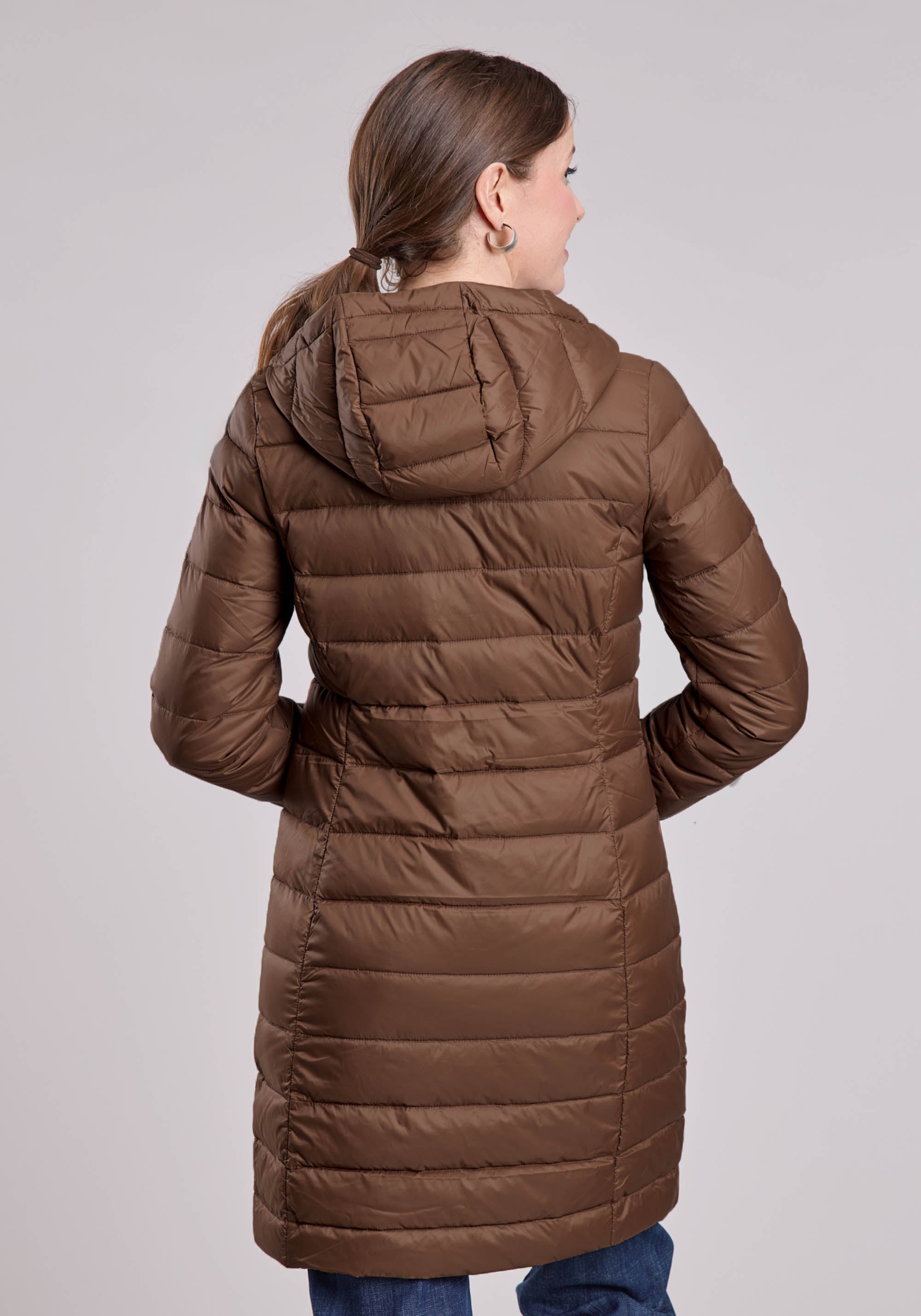 Roper Womens Jacket Zipper Nylon Down Proof Coated Long Coat Western Jacket