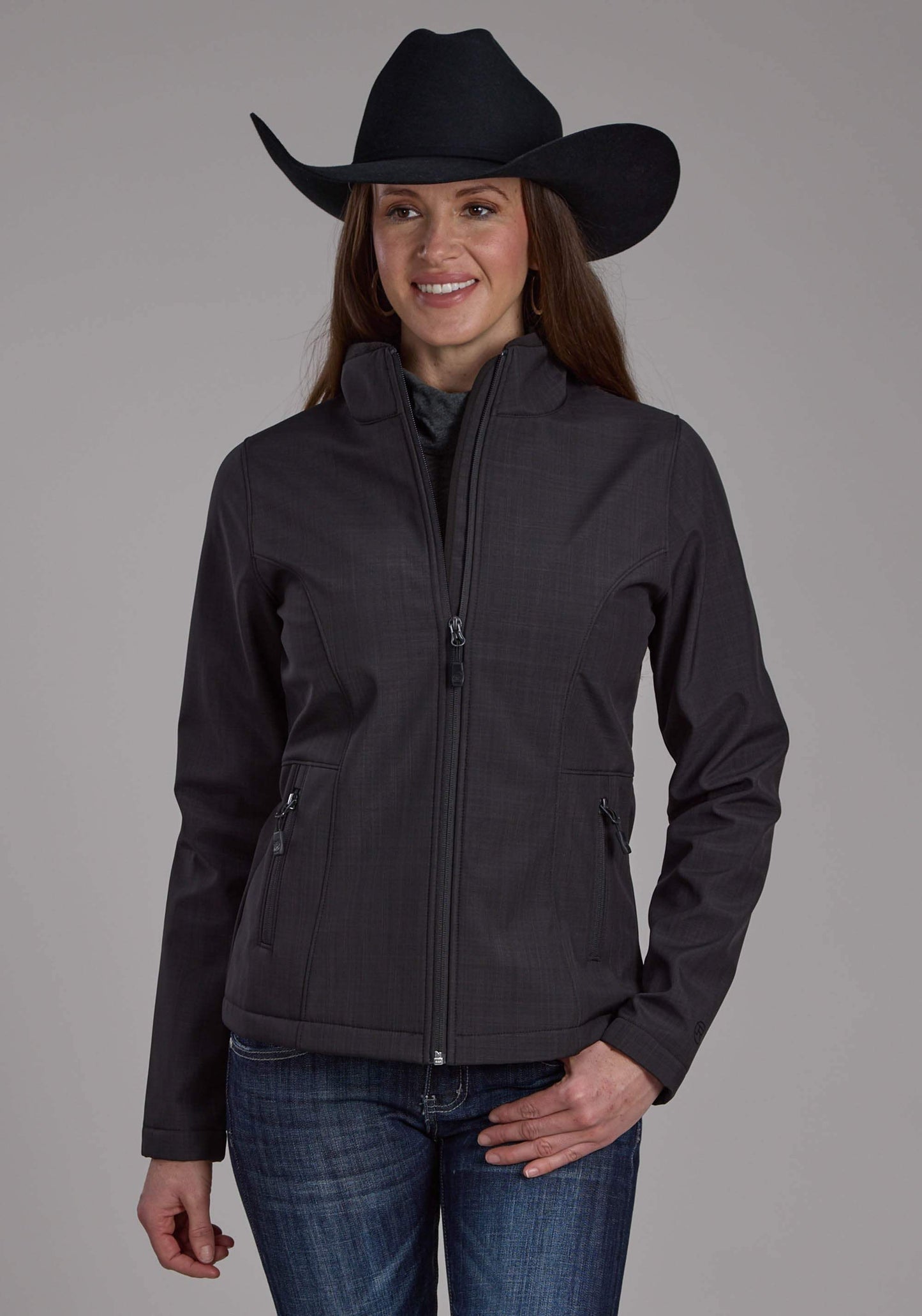 Roper Womens Charcoal Heather With Black Fleece Zipper Jacket - Roper - Flyclothing LLC