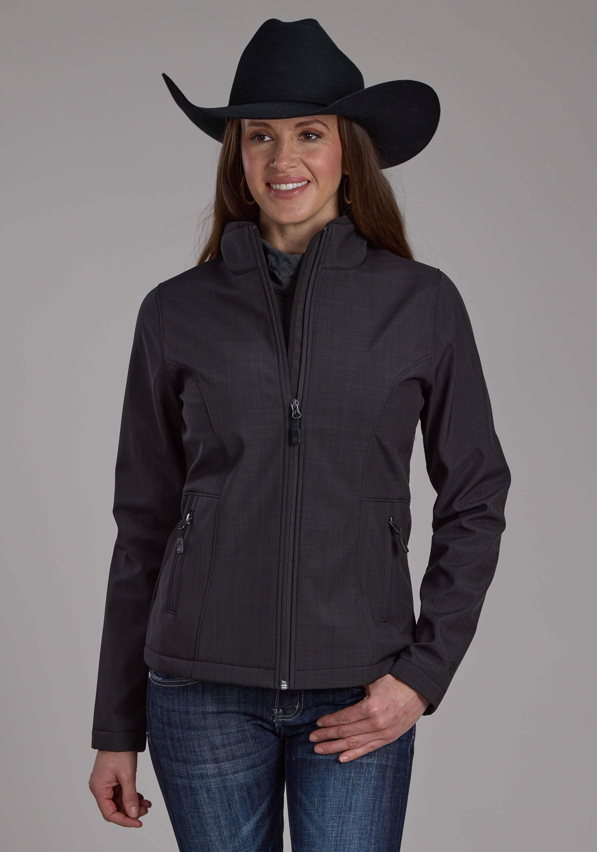 Roper Womens Charcoal Heather With Black Fleece Zipper Jacket - Roper - Flyclothing LLC
