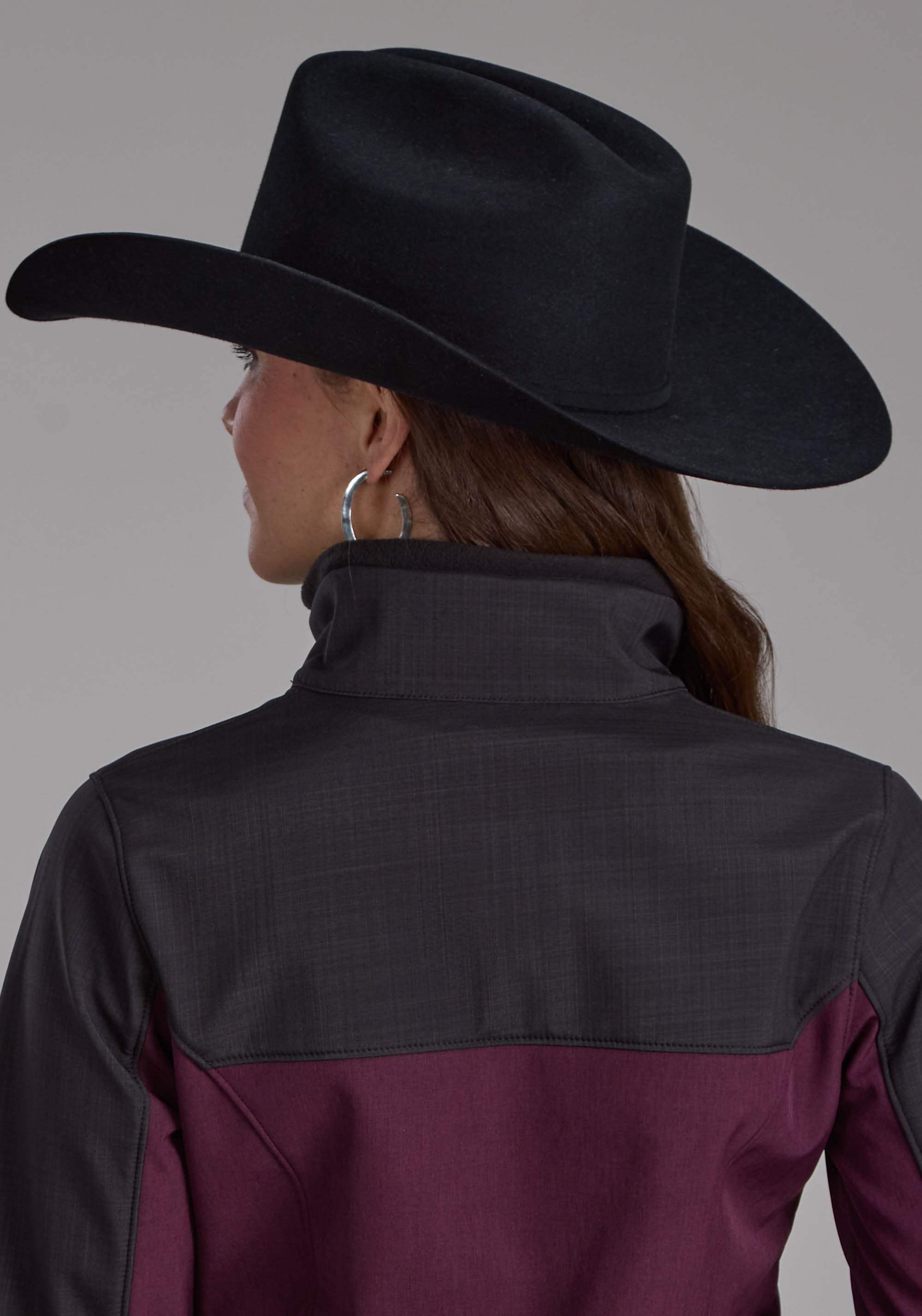 Roper Womens Wine Gray Pieced Softshell Zipper Jacket - Roper - Flyclothing LLC