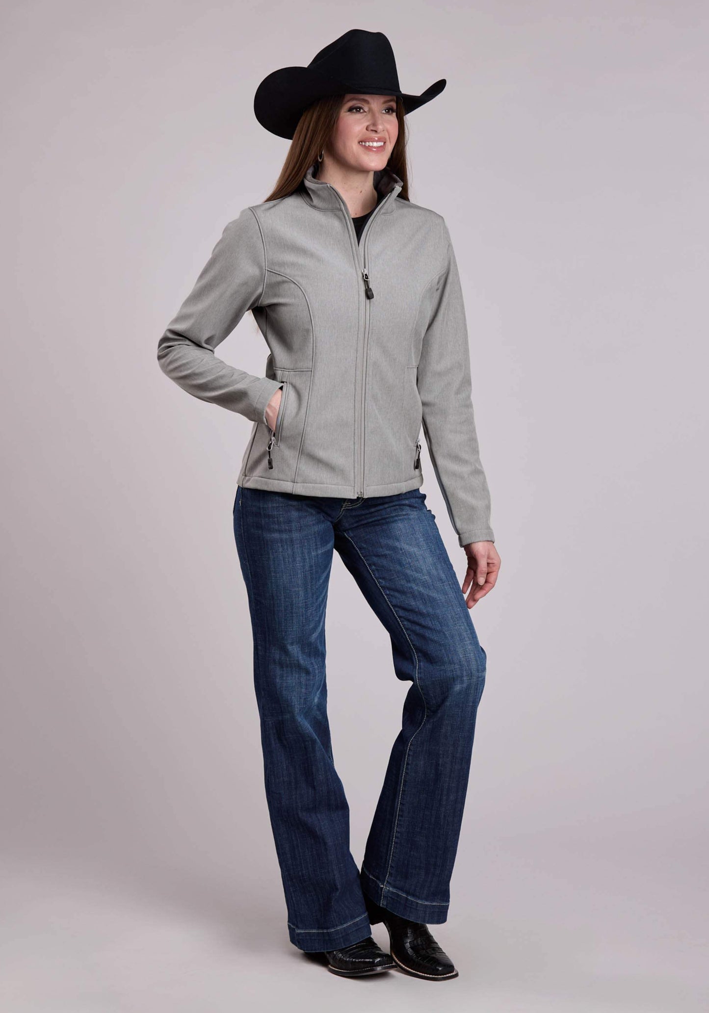 Roper Womens Jacket Zipper Cream Grey Stripe Western Jacket - Roper - Flyclothing LLC