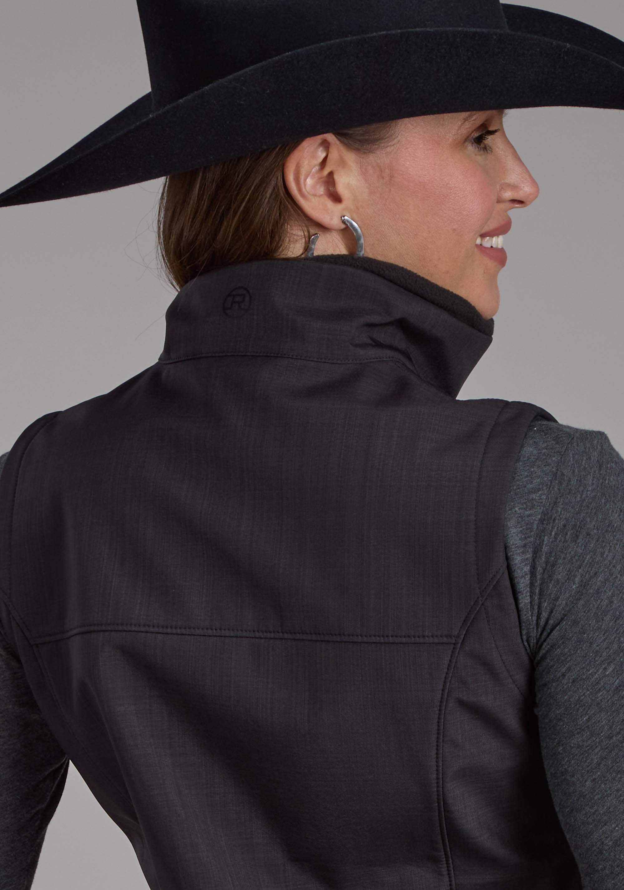 Roper Womens Charcoal Heather With Black Fleece Zipper Vest - Roper - Flyclothing LLC