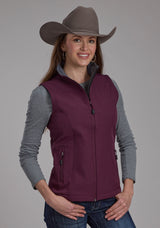 Roper Womens Wine Heather With Gray Fleece Zipper Vest