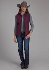 Roper Womens Wine Heather With Gray Fleece Zipper Vest
