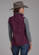 Roper Womens Wine Heather With Gray Fleece Zipper Vest