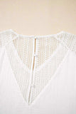 Lace Crochet Textured Button Back V Neck T Shirt - Trendsi - Flyclothing LLC
