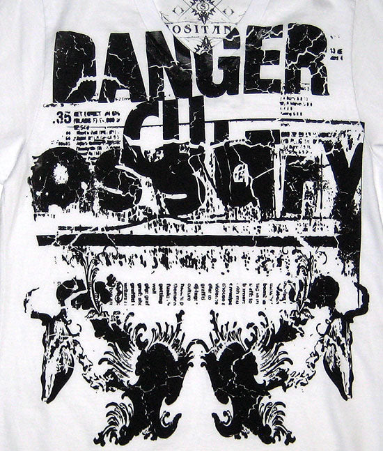 Positano Clothing Danger White V-Neck Shirt - Positano Clothing - Flyclothing LLC