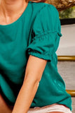 BiBi Cotton Span Shrring Detailed Round Neck Top - Trendsi