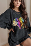 Leopard Heart Drop Shoulder Long Sleeve Sweatshirt - Trendsi - Flyclothing LLC
