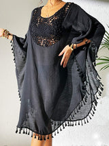 Tassel Cutout Scoop Neck Cover-Up Dress - Trendsi - Flyclothing LLC