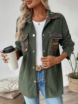 Snap Down Long Sleeve Jacket with Chest Pockets - Trendsi - Flyclothing LLC