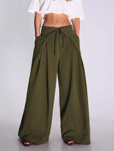High-Waisted Wide-Leg Pinstripe Pants - Trendsi - Flyclothing LLC