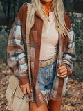 Plaid Collared Neck Button Up Shacket - Trendsi