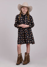 Roper Girls Short Sleeve Dress Button Boot Printed Rayon Babydoll West