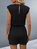 Round Neck Cap Sleeve Romper - Trendsi - Flyclothing LLC