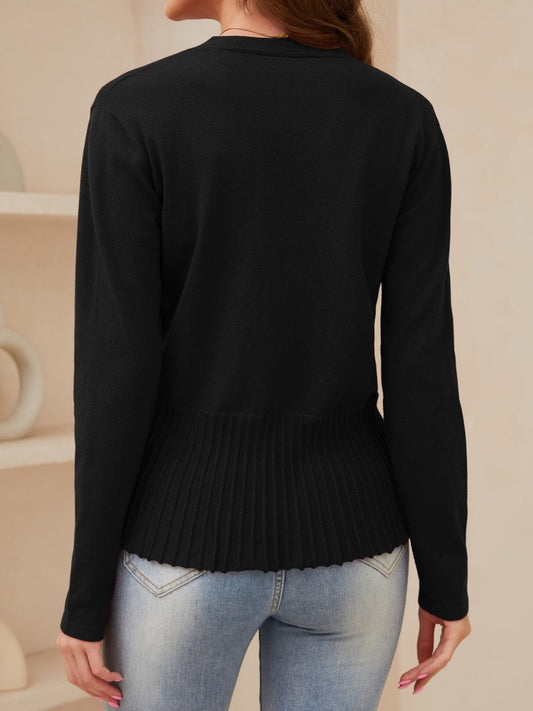 Open Front Long Sleeve Cardigan - Trendsi