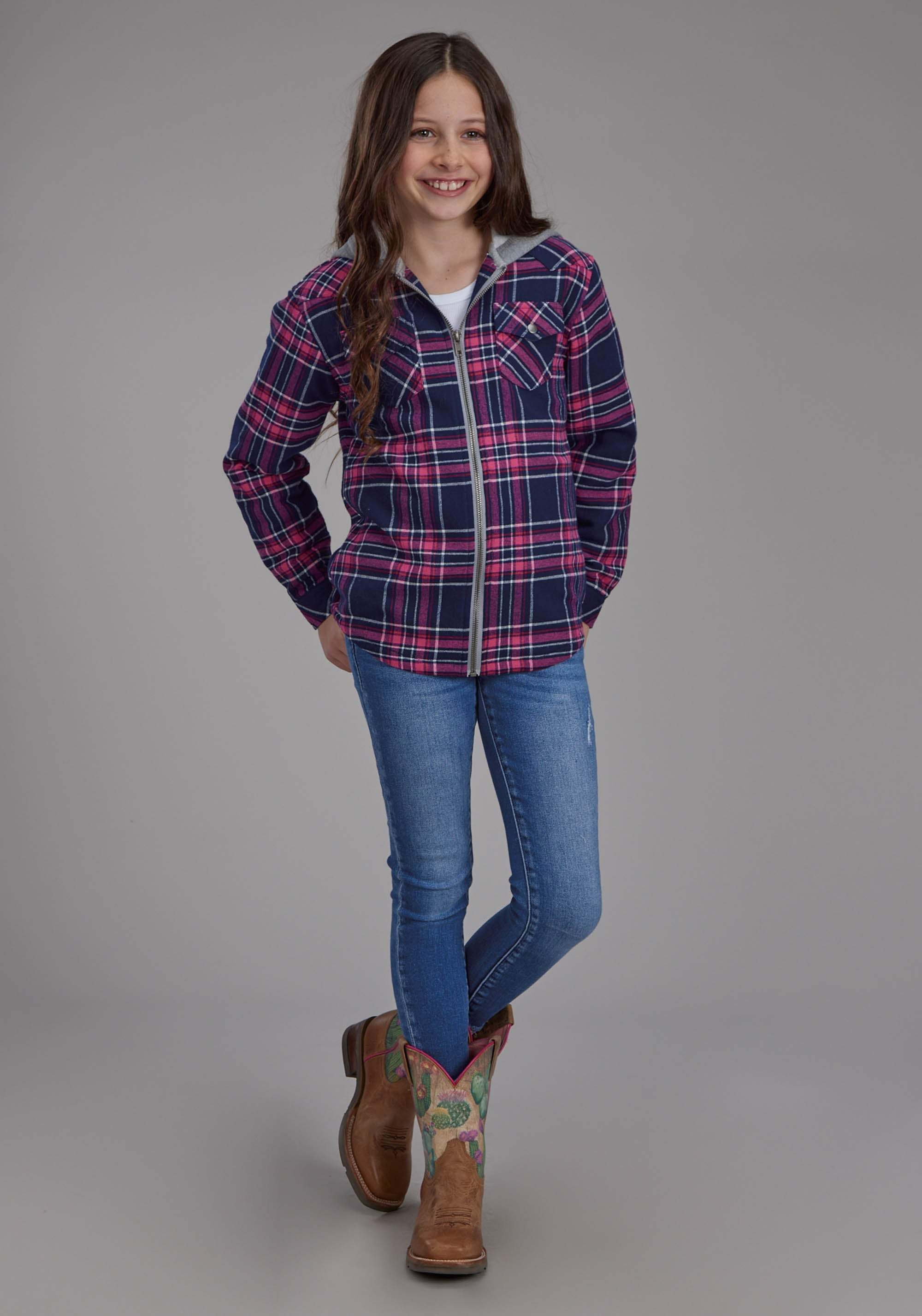 Roper Girls Thermal Lined Flannel Shirt Snap Jacket - Roper - Flyclothing LLC
