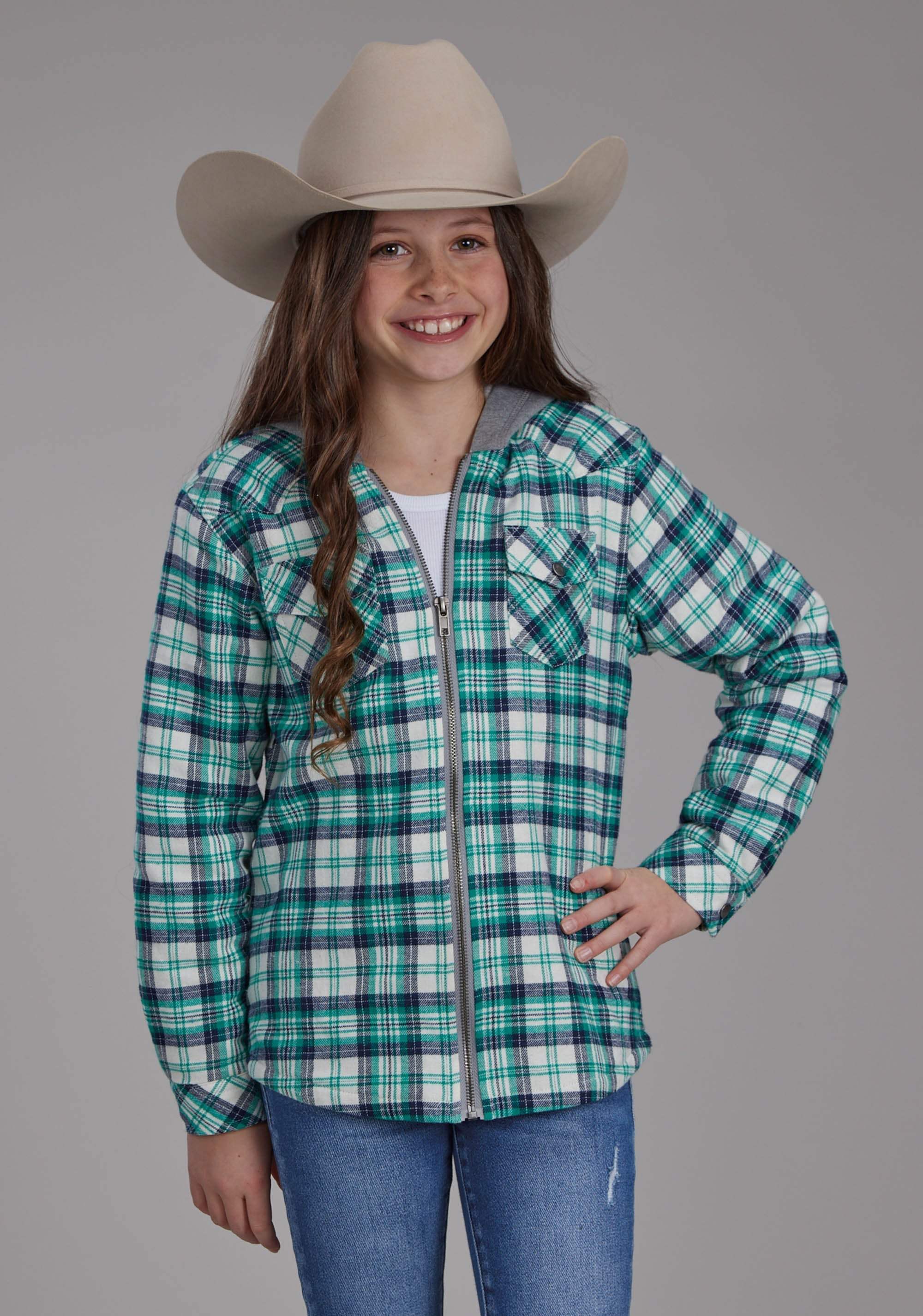 Roper Girls Thermal Lined Flannel Shirt Snap Jacket - Roper - Flyclothing LLC