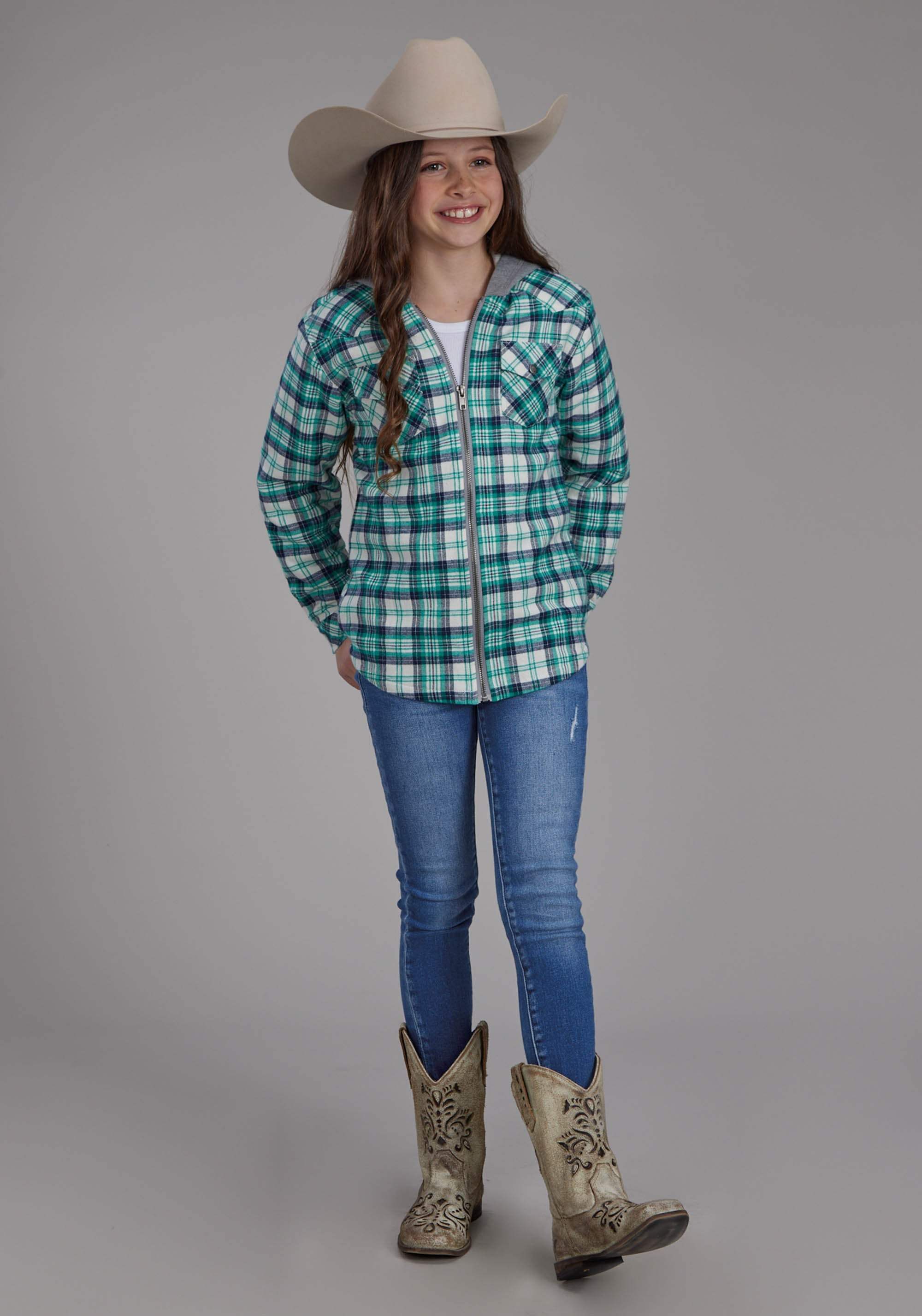 Roper Girls Thermal Lined Flannel Shirt Snap Jacket - Roper - Flyclothing LLC