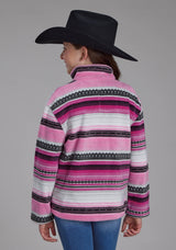 Roper Girls Pink Black Aztec Printed Aztec Snap Jacket