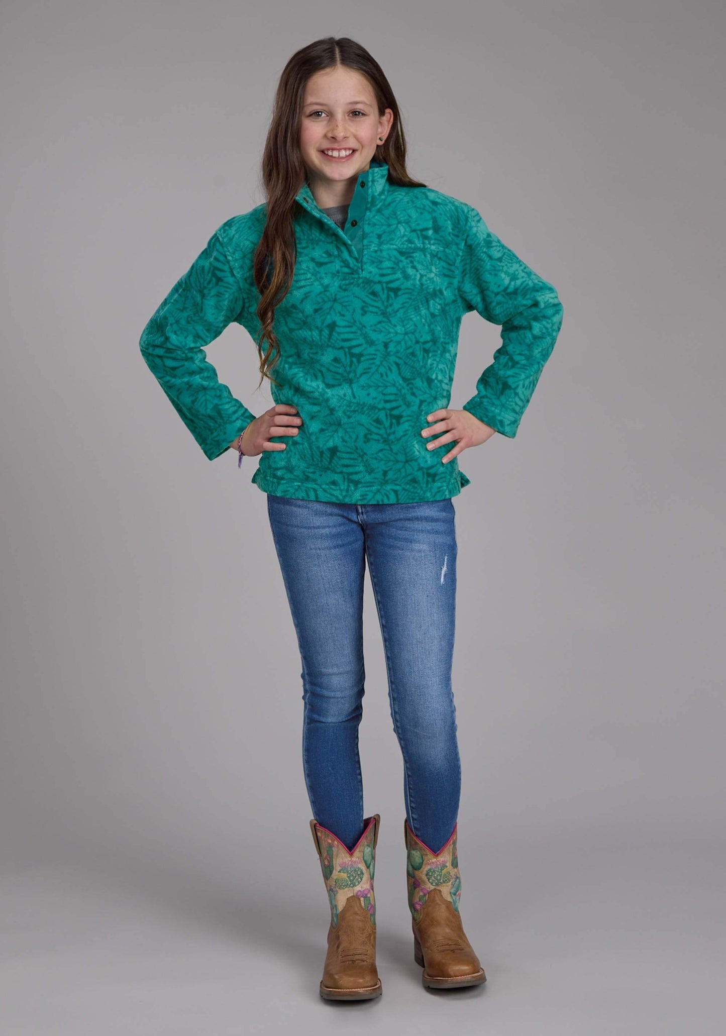 Roper Girls Jade Tropical Print Fleece Snap Jacket - Roper - Flyclothing LLC