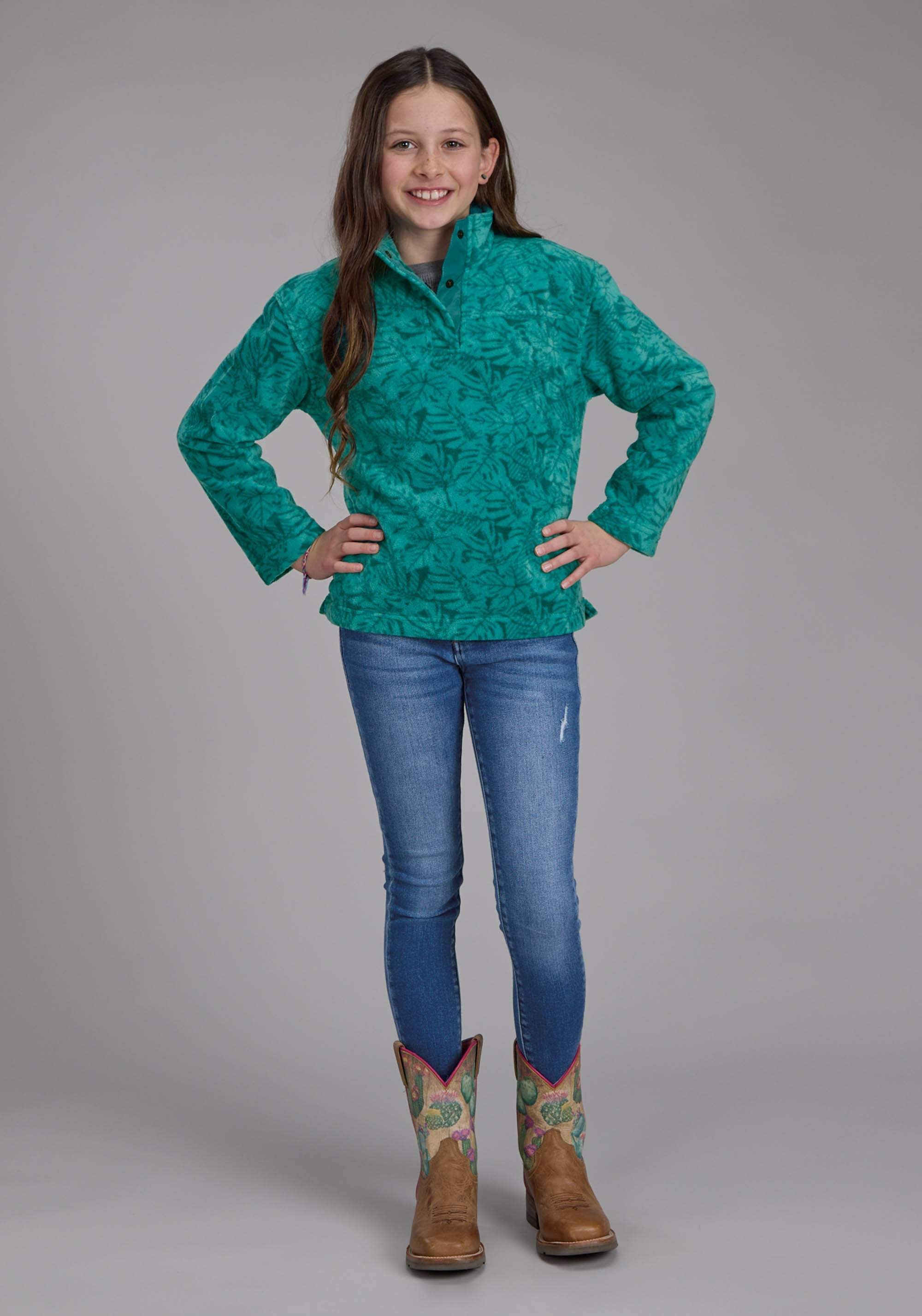 Roper Girls Jade Tropical Print Fleece Snap Jacket - Roper - Flyclothing LLC