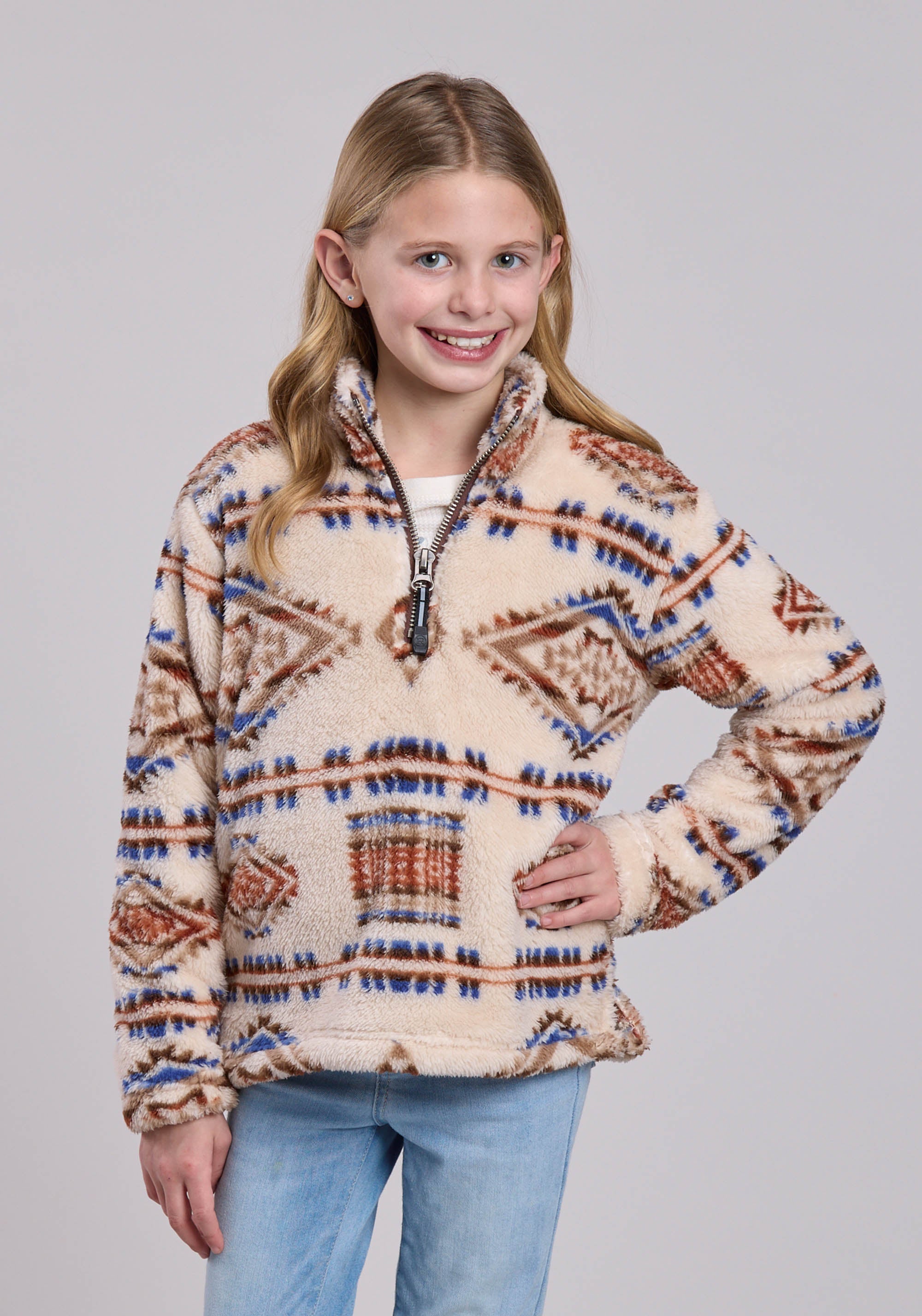 Roper Girls Jacket Zipper 1/4 Zip Polar Fleece Pullover Western Jacket